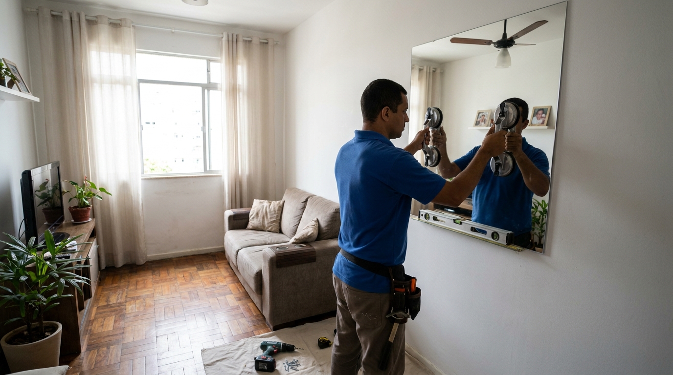 Espelho sob medida com parquet em Recife-PE