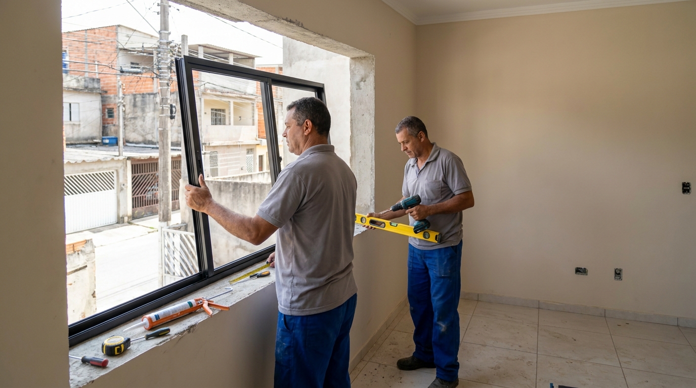 Esquadria de alumínio com vista para rua em Recife-PE
